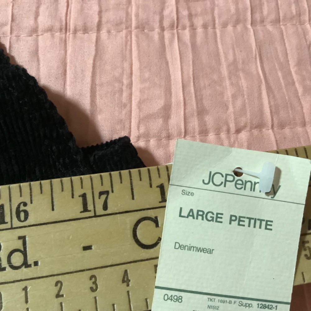 Ladies overalls NWT black Corduroy, silver color hardware petite sizes M,L - Picture 6 of 7
